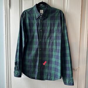 Gap Shirt Mens Large Blue Green Plaid Tartan Button Up Long Sleeve Collared Top
